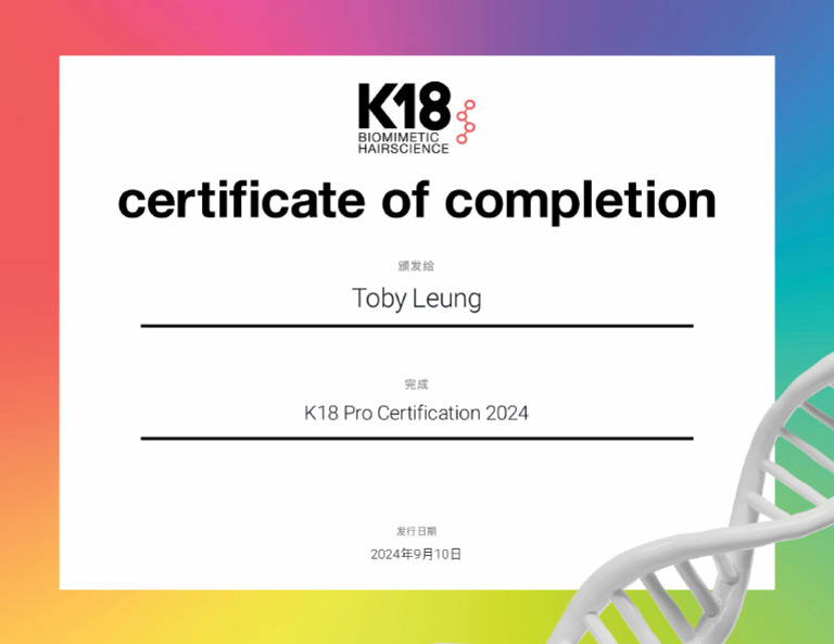 Certificate For K18 Pro Certification 2024 | PDF