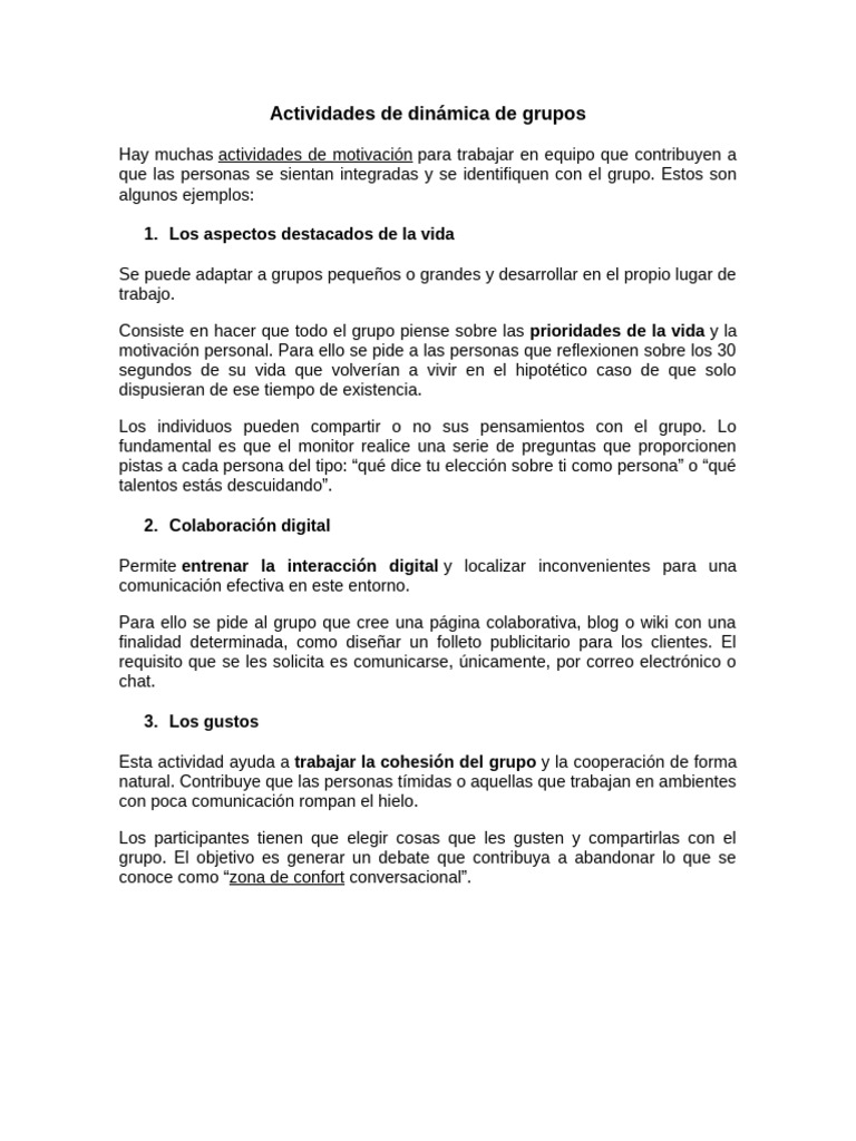 Actividades de Motivacion | PDF