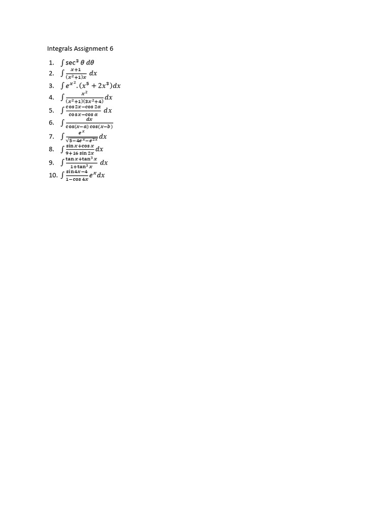 Integrals Assignment 6 | PDF