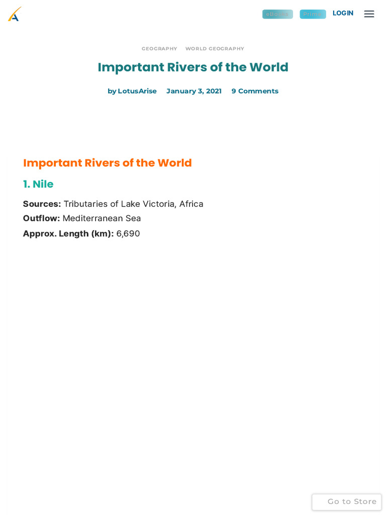 Top 50 Longest Rivers Worldwide | PDF | Aquatic Biomes | Physiographic ...