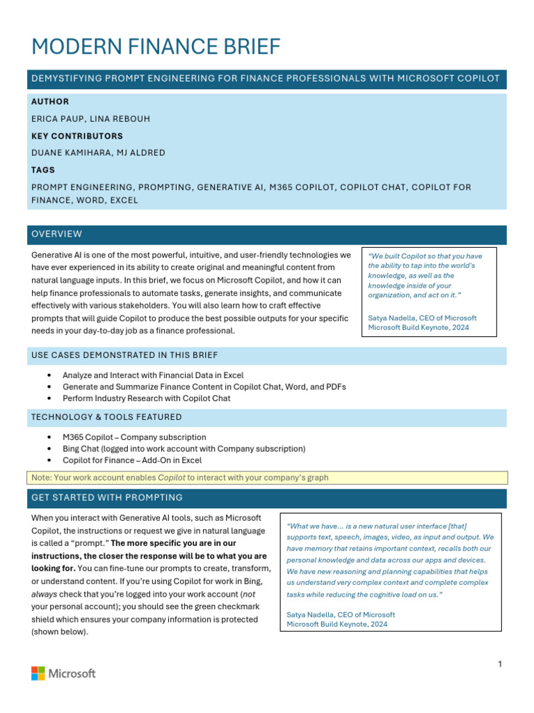 Prompt Engineering for Finance Professionals | PDF