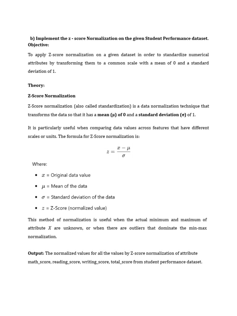 Z-Score Normalization for Student Scores | PDF | Standard Score | Outlier