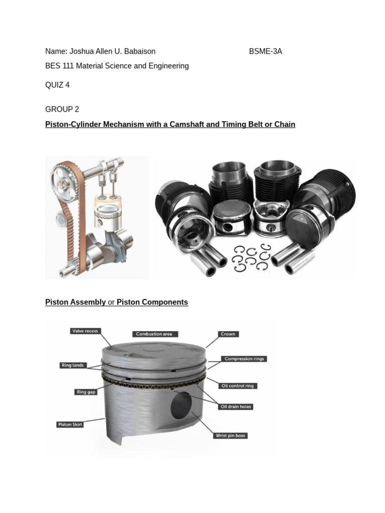 Piston Components and Functions Explained | PDF
