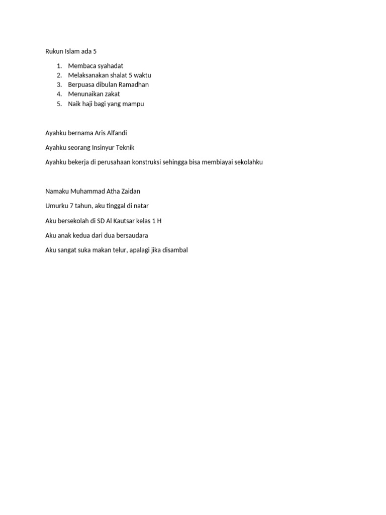 Rukun Islam dan Profil Muhammad Atha | PDF