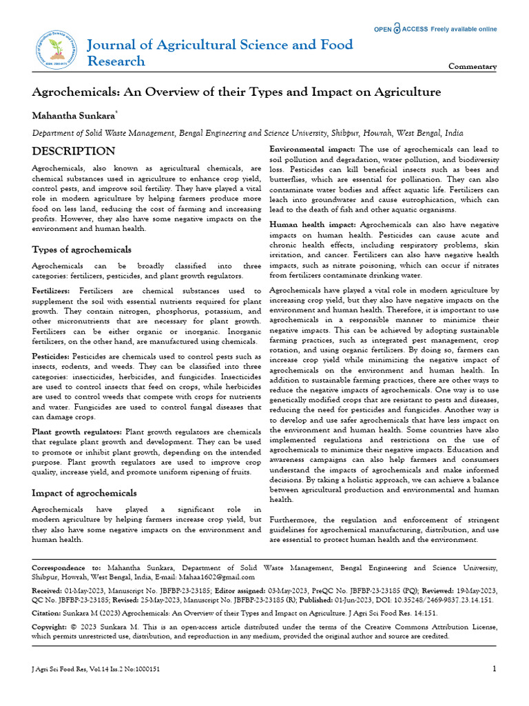 Types of Agrochemicals Explained | PDF | Fertilizer | Agriculture