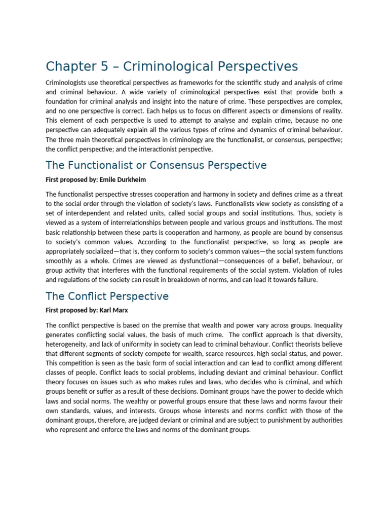 Three Main Criminological Perspectives | PDF | Deviance (Sociology ...