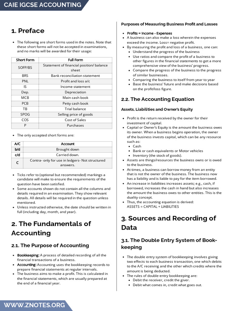 Caie Igcse Accounting 0452 Theory v3 Removed | PDF | Debits And Credits ...
