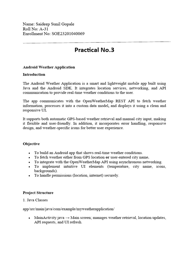 Android Weather App Development Guide | PDF | Xml | Android (Operating ...