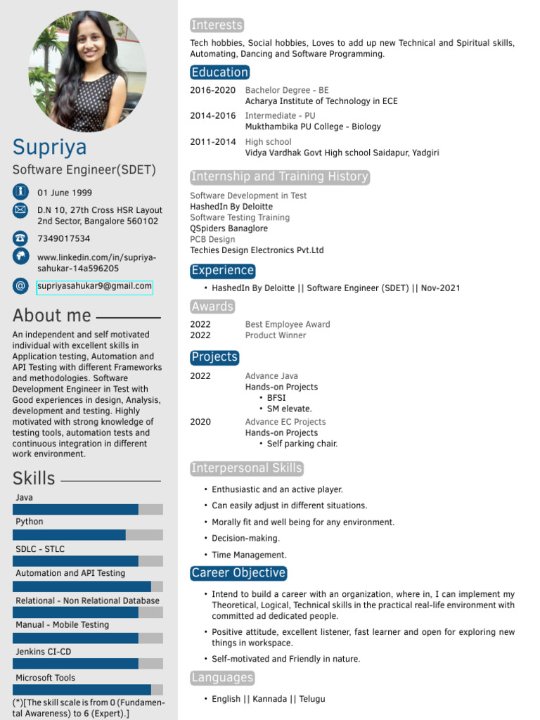 Software Engineer Resume: Skills & Experience | PDF | Computing ...