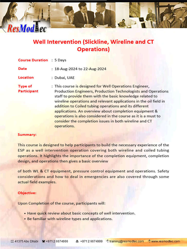 Well Intervention Course in Dubai 2024 | PDF | Fuel Production | Petroleum