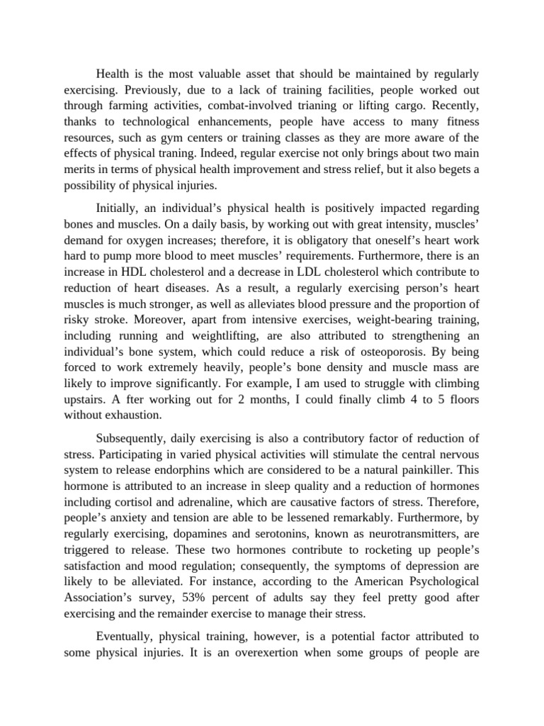 Benefits and Risks of Regular Exercise | PDF | Physical Fitness ...