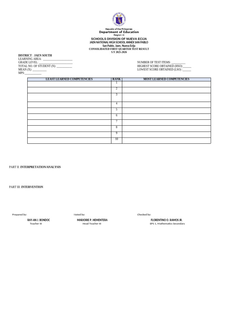 Consolidated Test Result Pdf