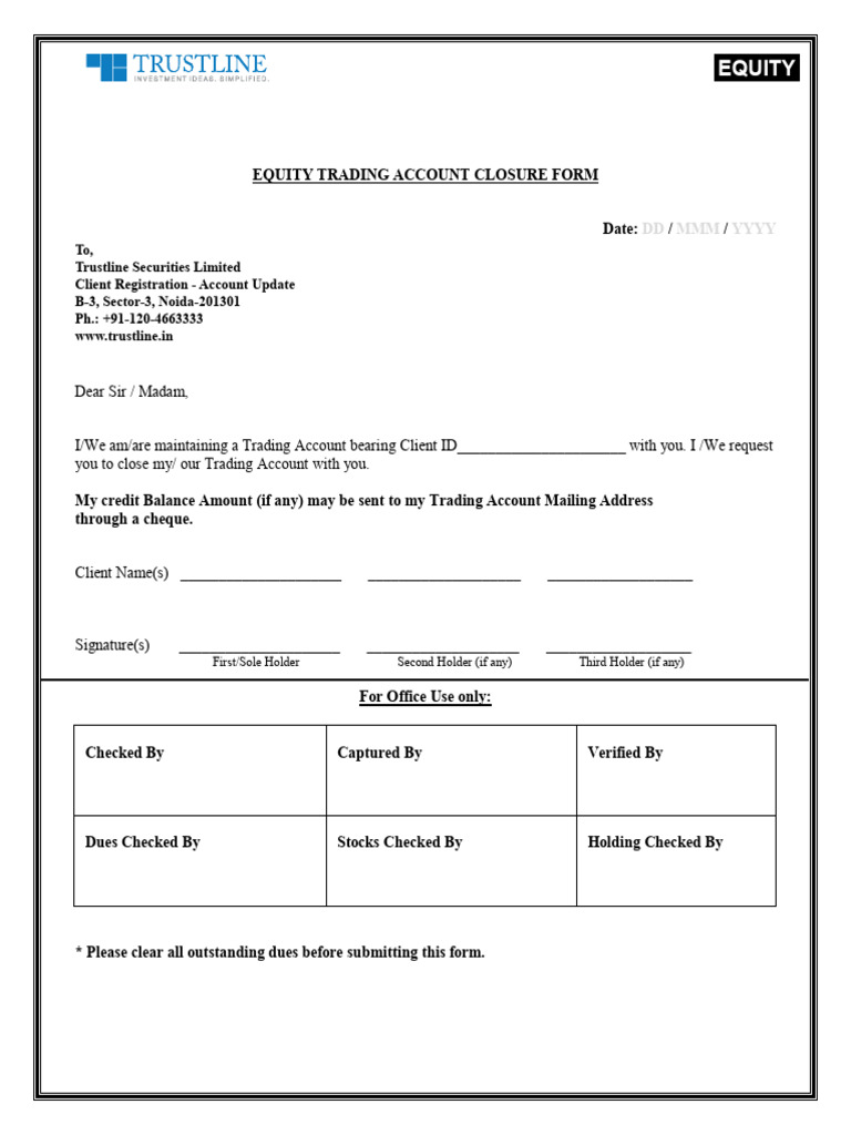 Trust Account Closure Request Form | PDF