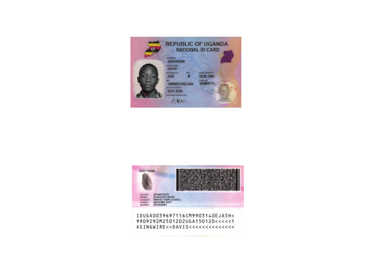 Uganda National ID Card Details | PDF | Access Control | Authentication