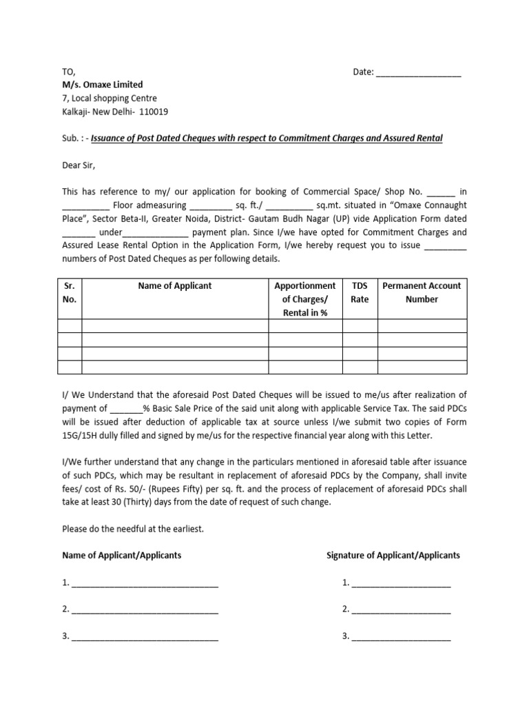 Declaration Format With Application - OCP | PDF