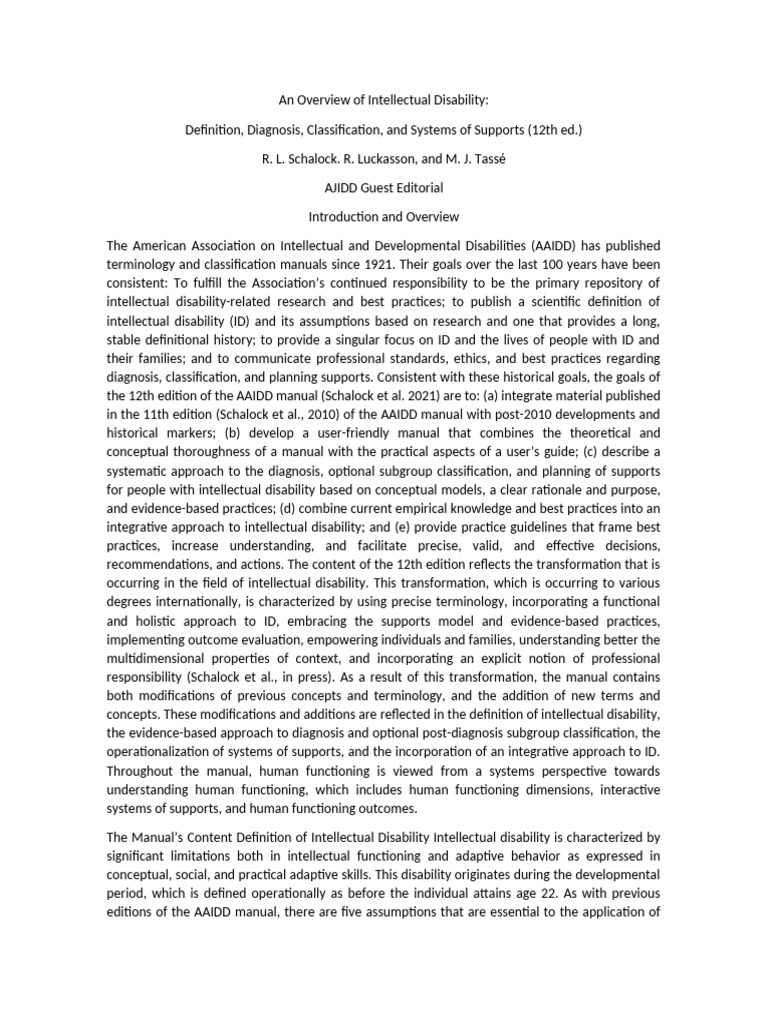 Overview of Intellectual Disability Manual | PDF | Intellectual ...