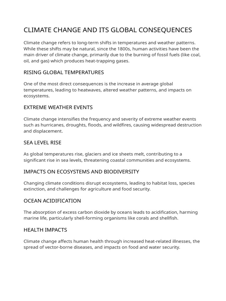 Global Consequences of Climate Change | PDF
