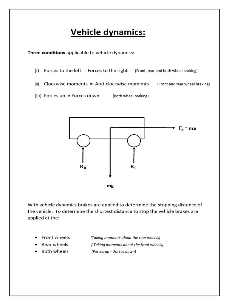 6.2 Vehicle Dynamics 1 Feb 2021 | PDF | Force | Brake