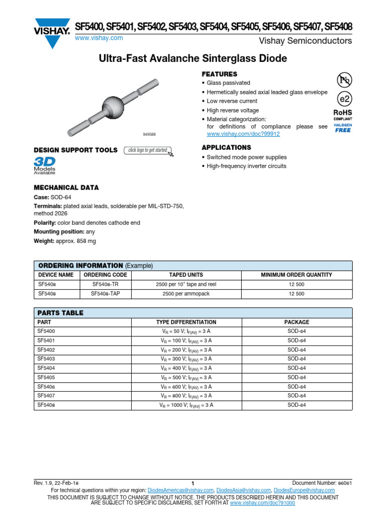 SF 5400 | PDF | Diode | Electrical Components