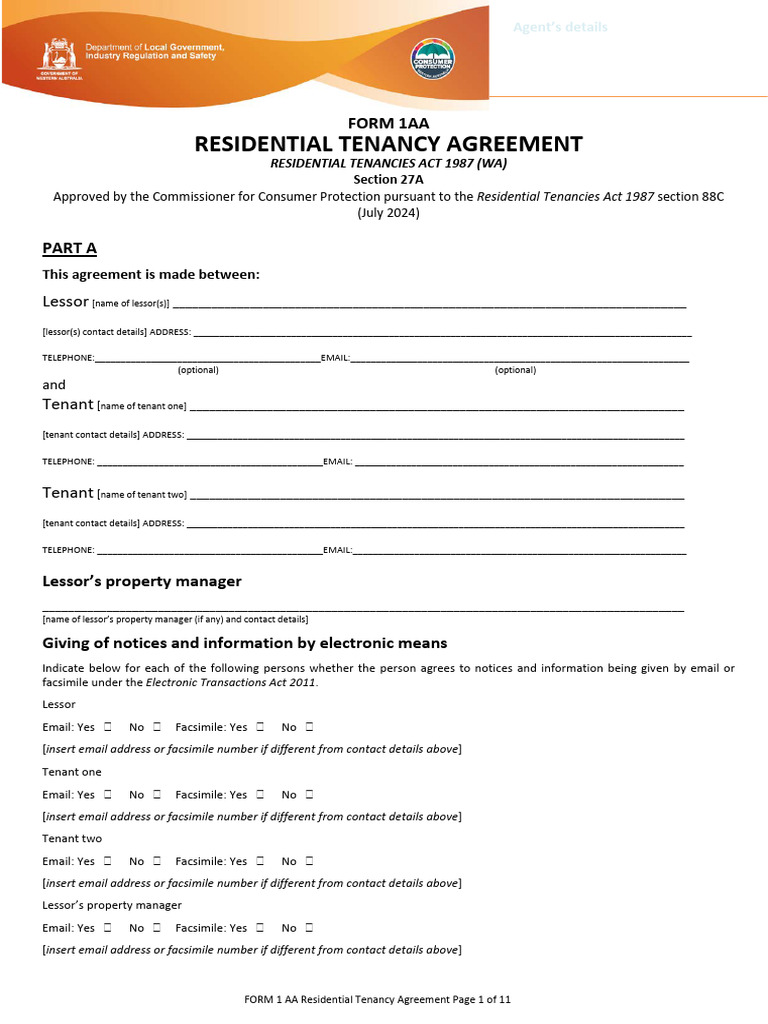 Ontario Residential Tenancy Agreement Form 1AA | PDF | Lease ...
