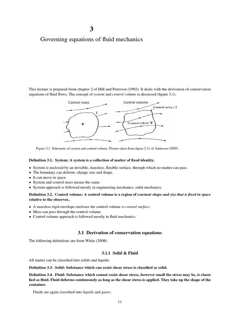 Governing Equations in Fluid Mechanics | PDF | Liquids | Heat