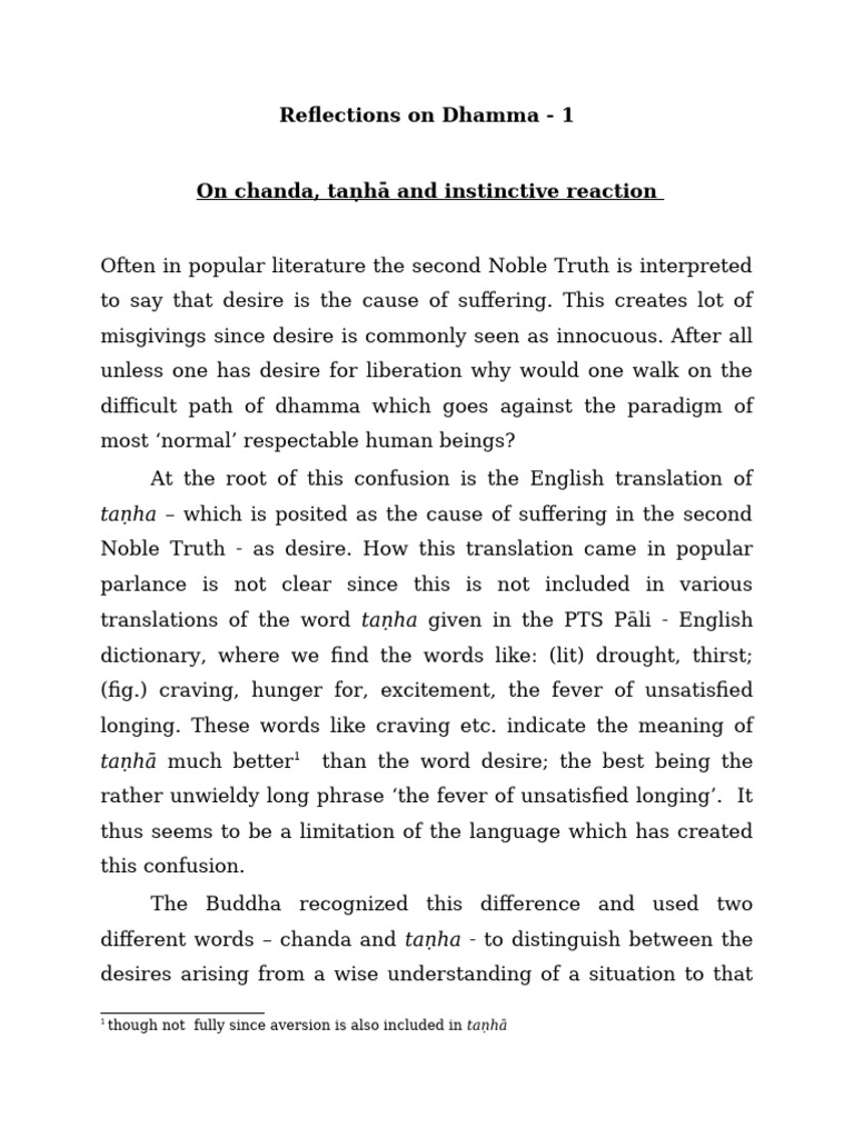 Understanding Chanda and Taṇha | PDF | Indian Philosophy | Buddhist ...