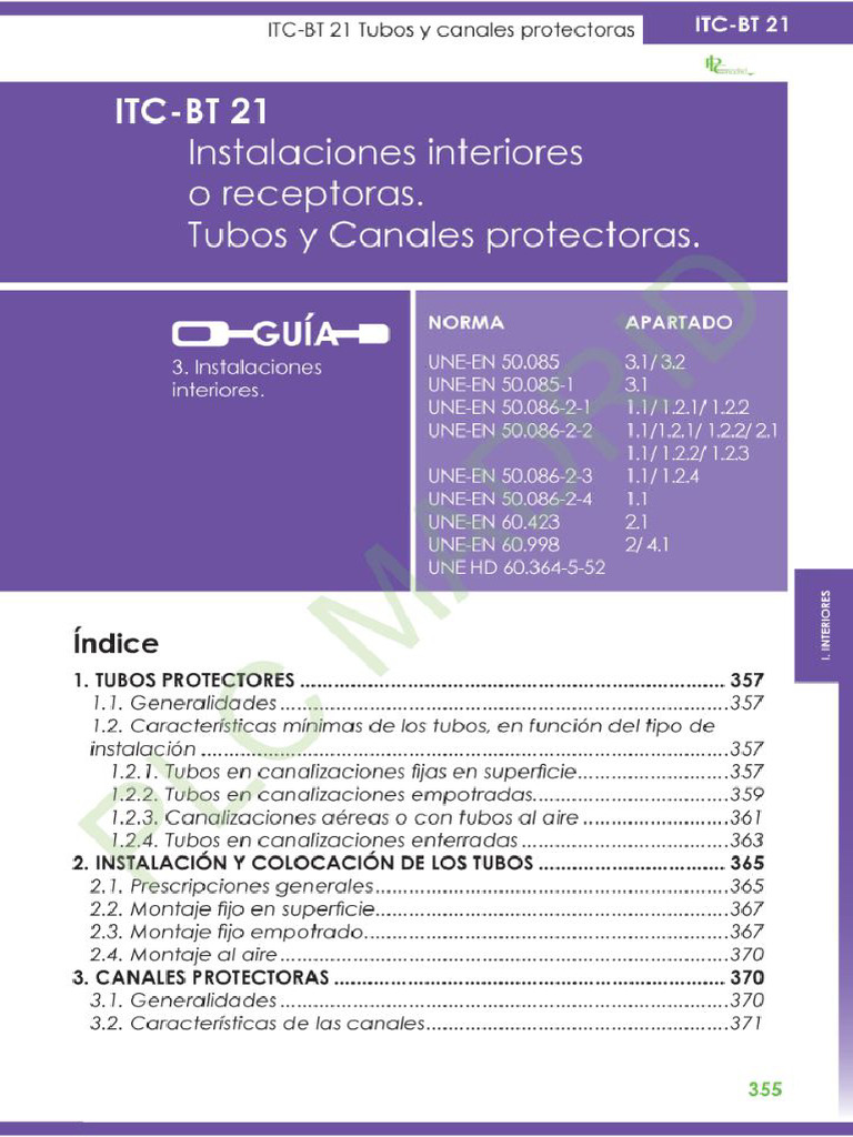ITC BT 21 - Tubos y Canales Protectoras - PlcMadrid | PDF