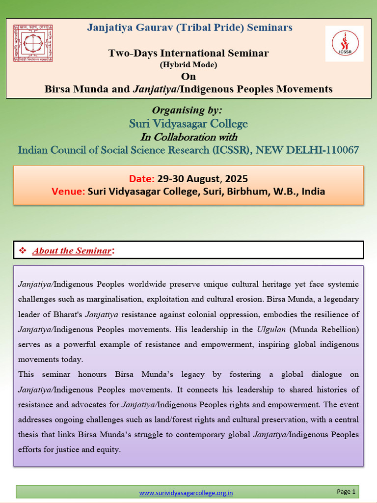 Date Extented Flyer of International Seminar | PDF | Indigenous Peoples ...