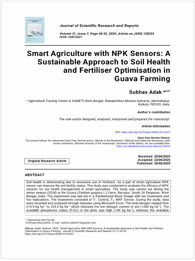 View of Smart Agriculture With NPK Sensors - A Sustainable Approach To ...