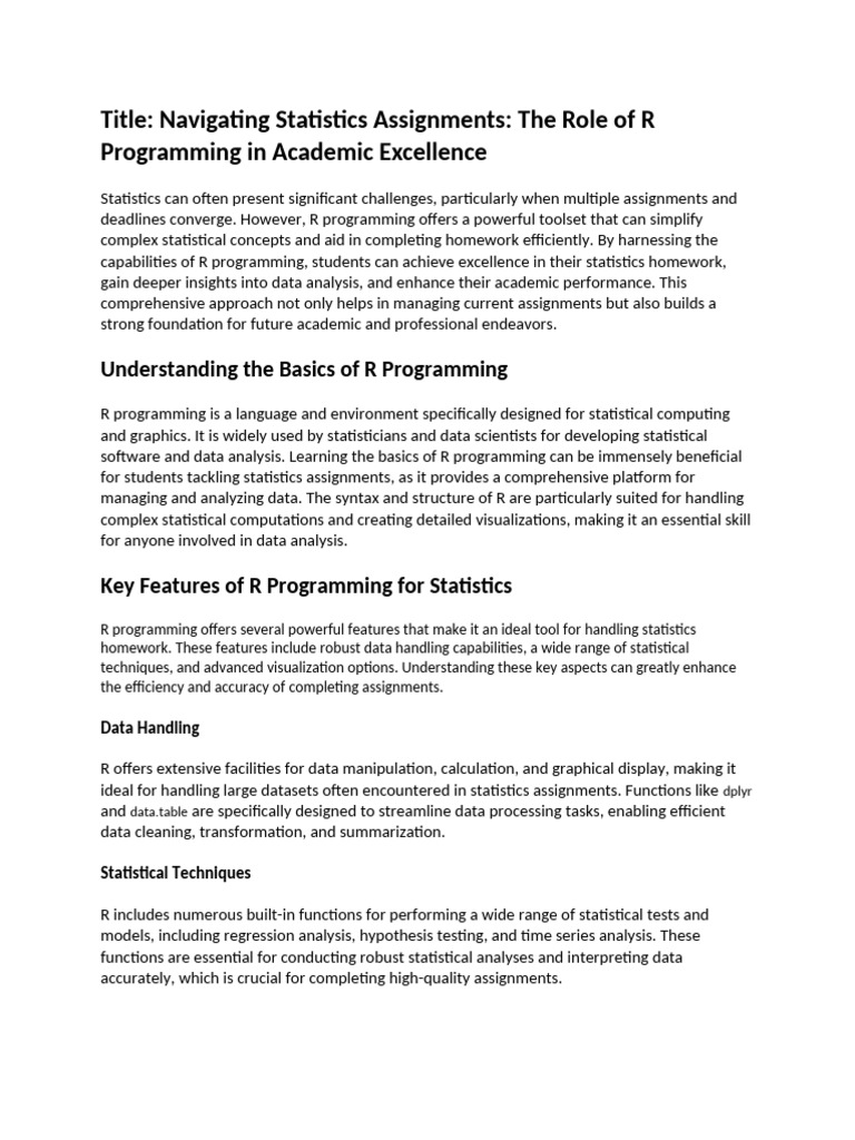 Mastering Statistics with R Programming | PDF | Statistics | Computer ...