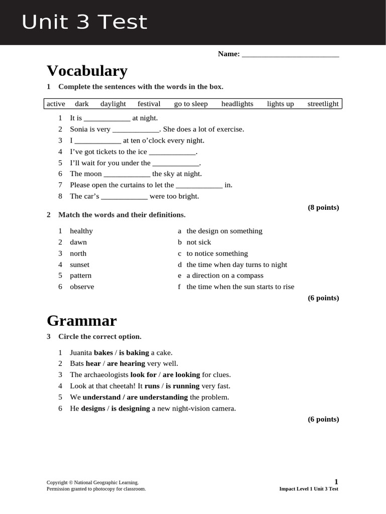 Impact Level 1 Unit 3 Test 0 0 | PDF