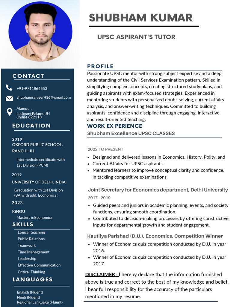 Shubham Kumar Resume PDF | PDF | Learning | Cognition