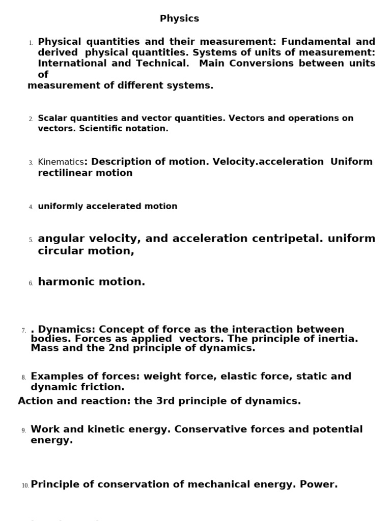 Comprehensive Physics Concepts Overview | PDF | Force | Momentum