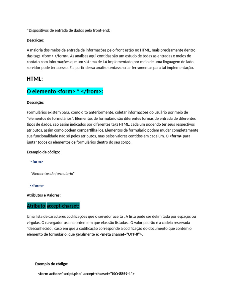 Formulários HTML: Elementos e Atributos | PDF | Html | Programas