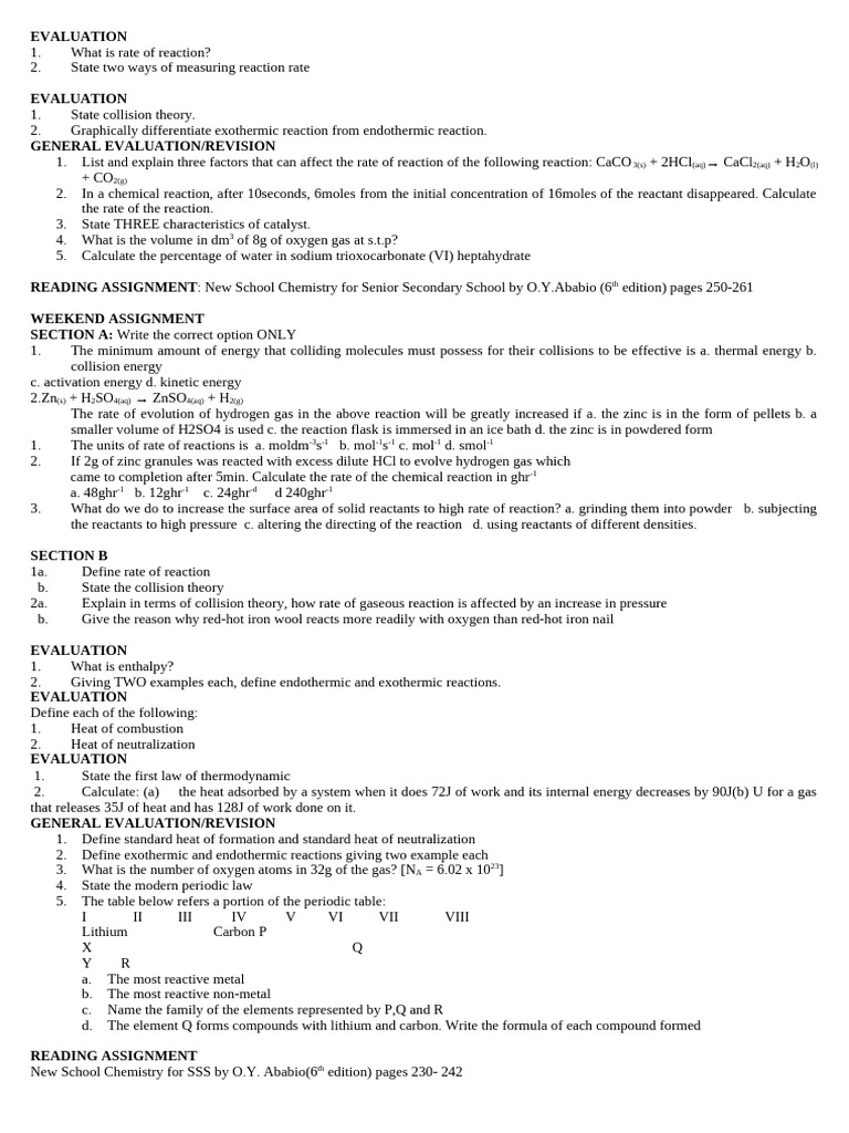 Chemistry Reaction Rates and Thermodynamics | PDF | Chemical Reactions ...