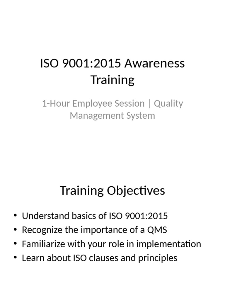 ISO 9001:2015 ERP Training Overview | PDF