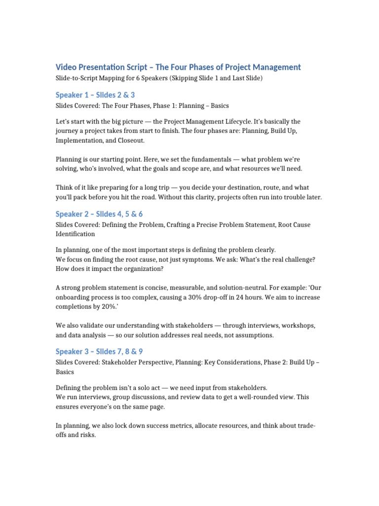 Four Phases of Project Management Guide | PDF | Project Management ...