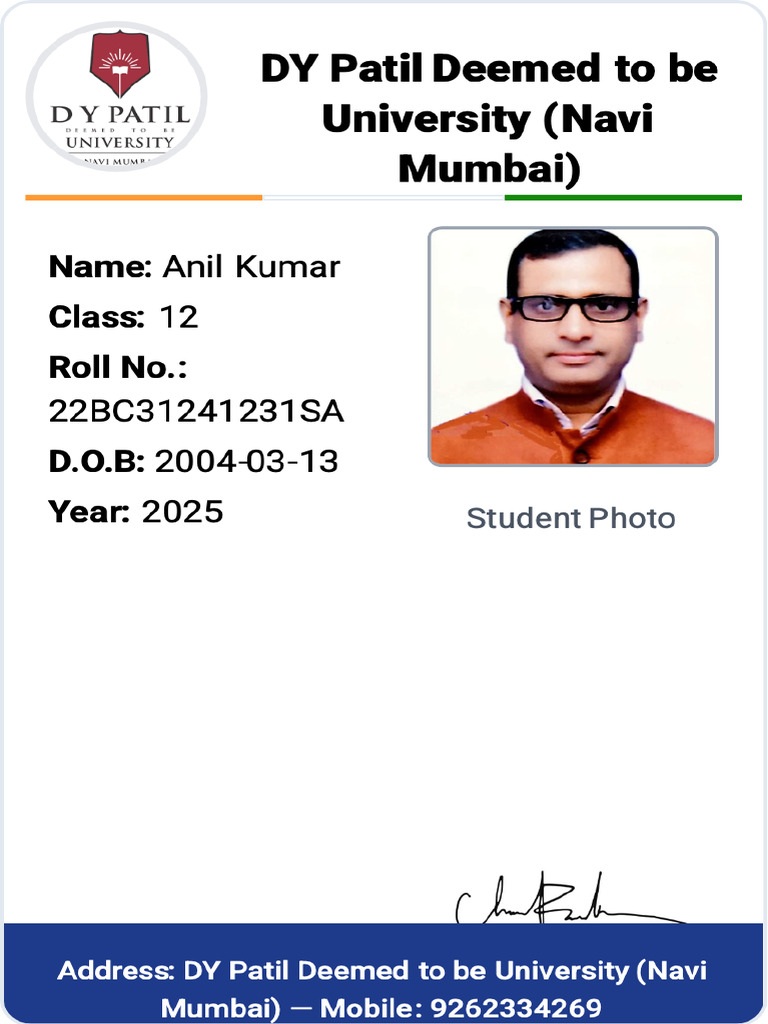 Anil Kumar Id Card 32431 | PDF