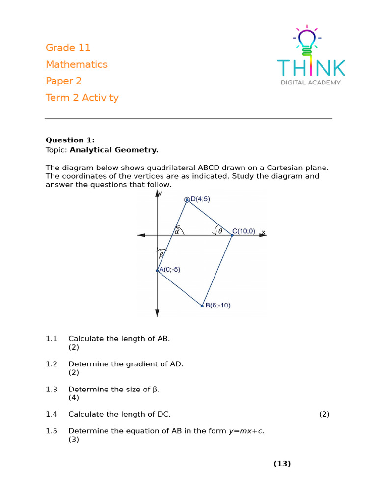 Grade 11 Analytical & Euclidean Geometry | PDF