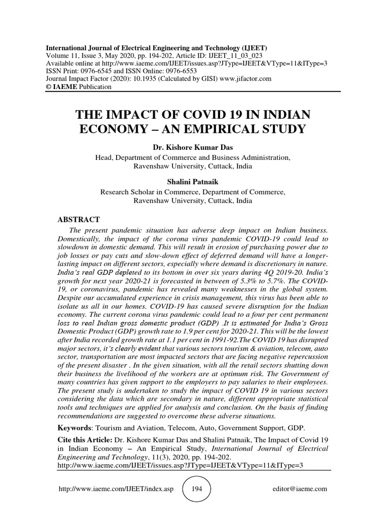 COVID-19's Impact on India's Economy | PDF | Gross Domestic Product ...