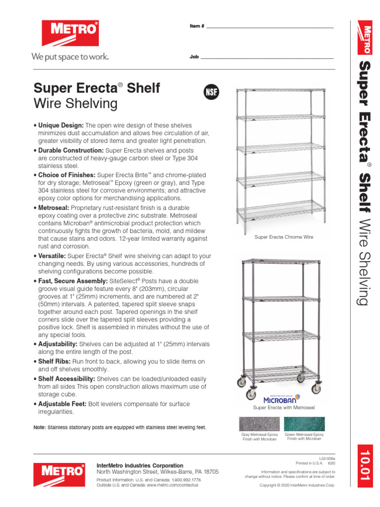 Metroseal Super Erecta Shelf Overview | PDF | Screw | Building Materials