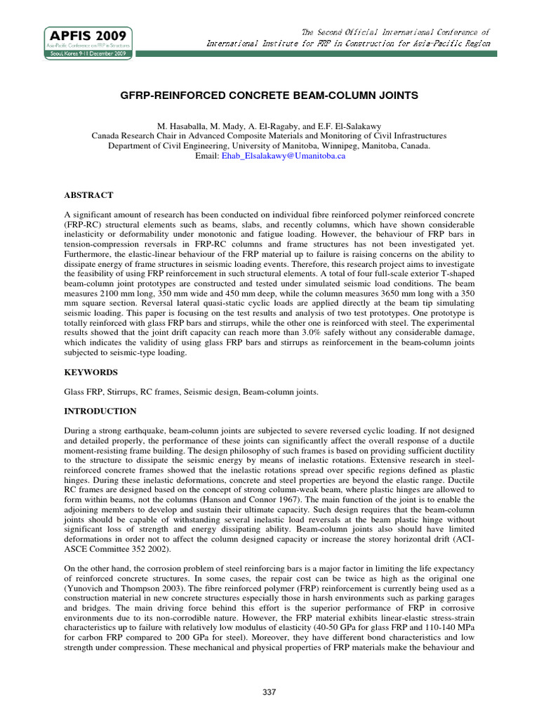 GFRP Beam-Column Joints Under Seismic Load | PDF | Fibre Reinforced ...