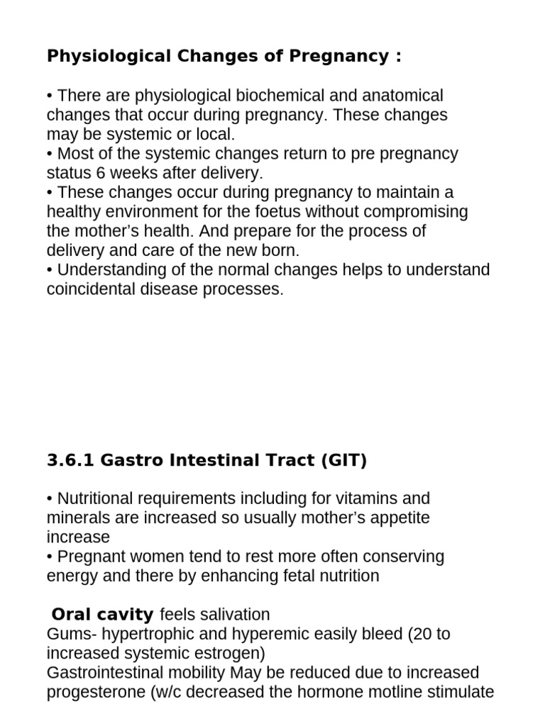 Physiological Changes During Pregnancy | PDF | Pregnancy | Respiratory ...
