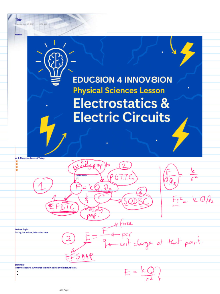 Electrostatics and Electric Circuits | PDF