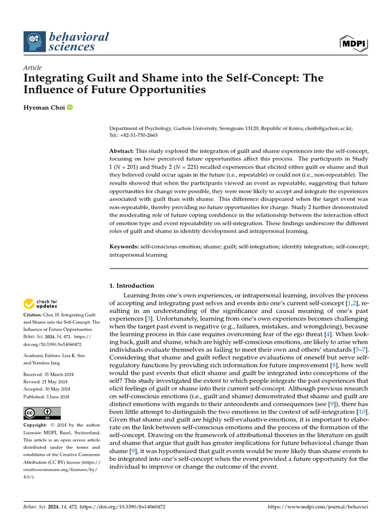 Guilt, Shame, and Self-Concept Integration | PDF | Shame | Guilt (Emotion)