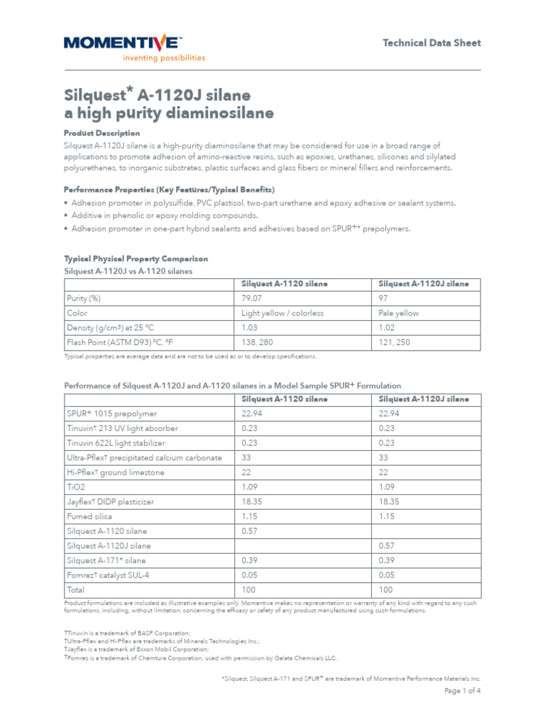 Silquest A-1120J High-Purity Silane | PDF | Epoxy | Polyurethane