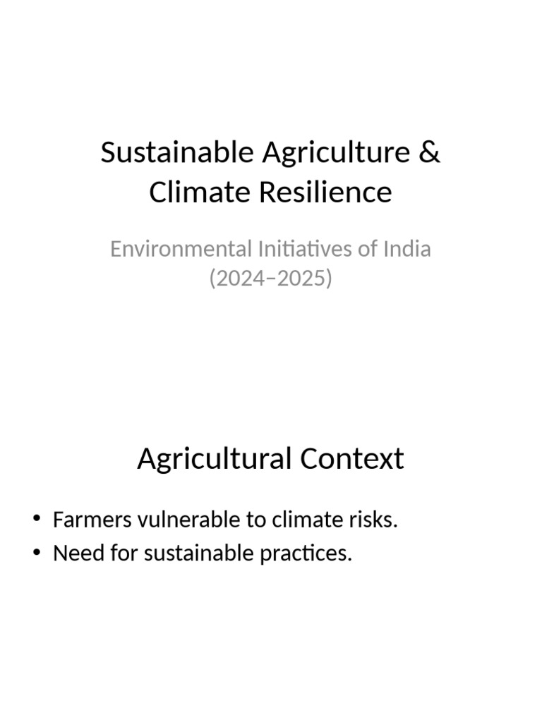 Sustainable Agriculture Climate Resilience | PDF