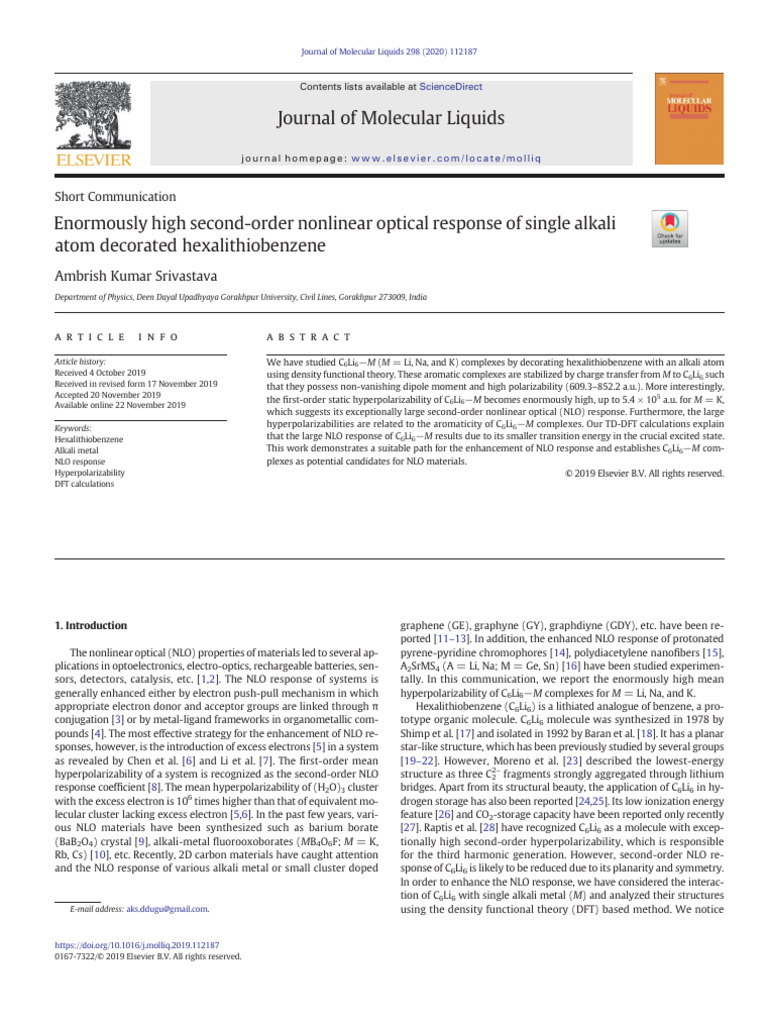 Enormously High Second Order Nonlinear Optical Response - 2020 ...