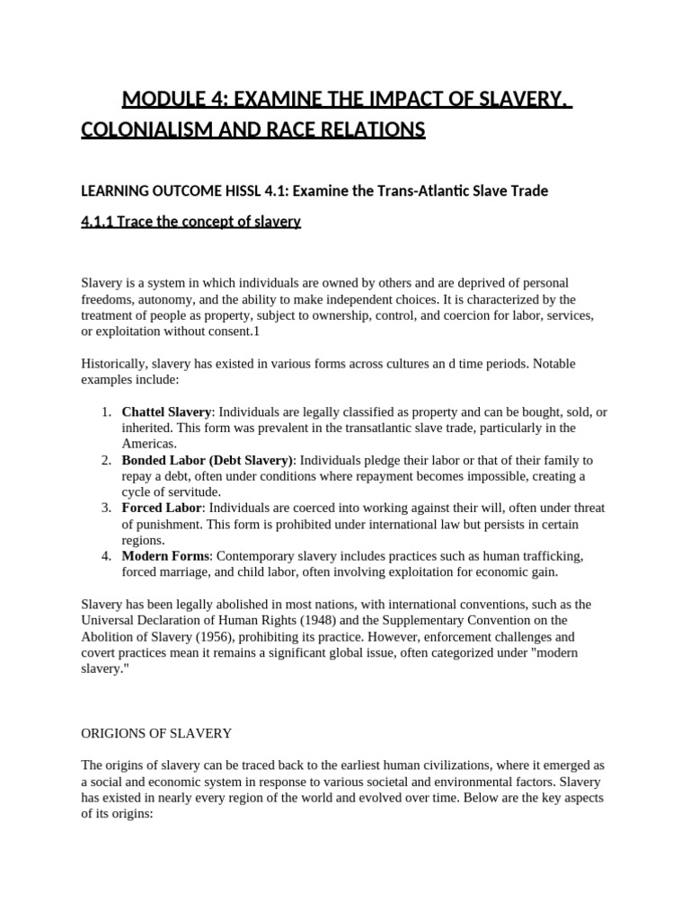 Impact of Slavery and Race Relations | PDF | Atlantic Slave Trade | Slavery