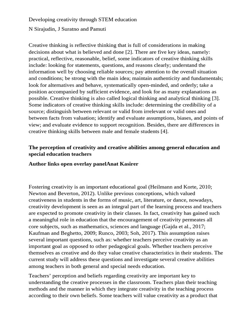Enhancing Creativity through STEM Education | PDF | Creativity | Thought